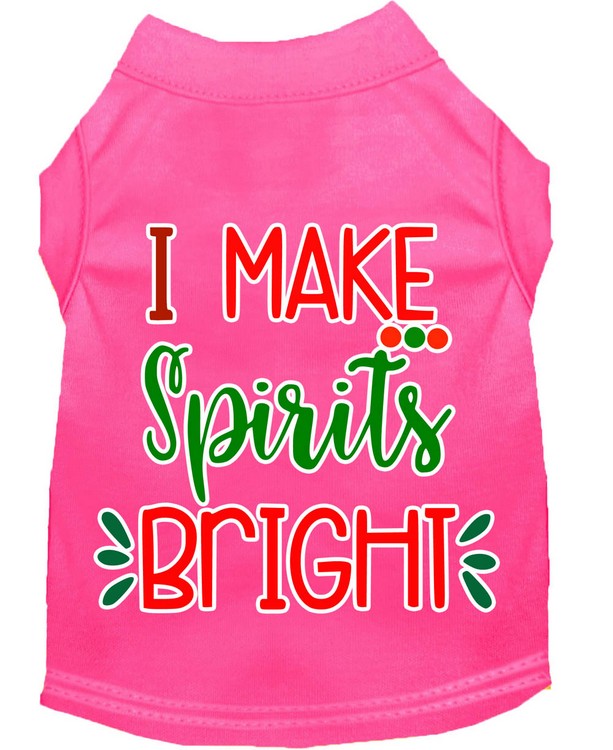 I Make Spirits Bright Screen Print Dog Shirt Bright Pink XS